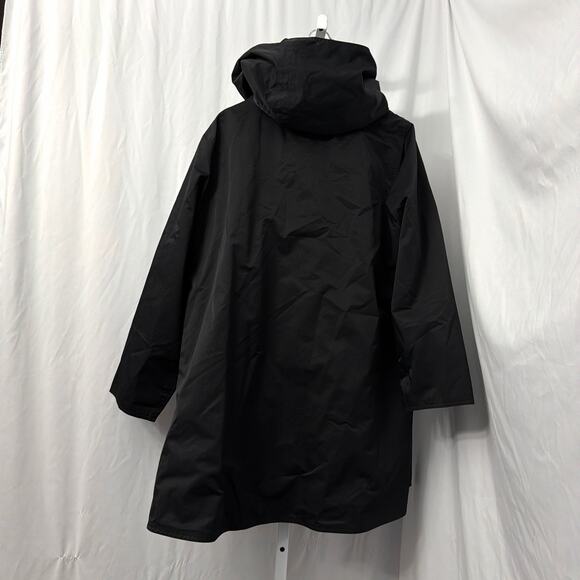 Eileen Fisher Rain Coat Womens 1X Hooded Black Button Up - Picture 9 of 9